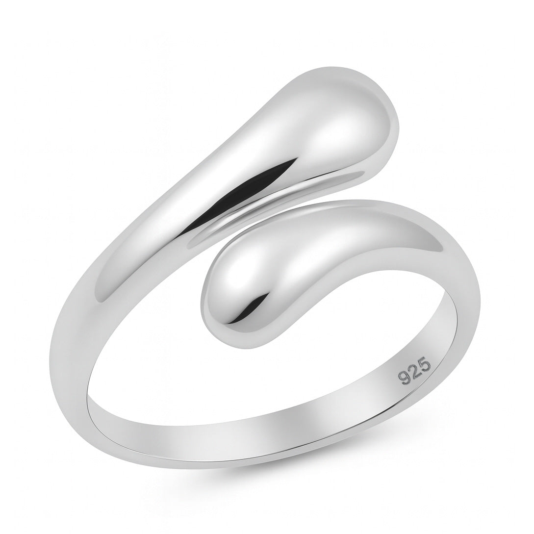 Silver Teardrop Open Ring