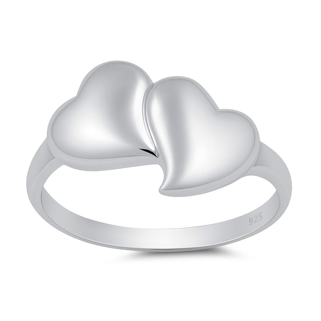Silver Ring - Double Heart