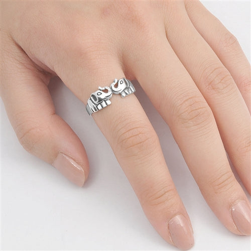 Silver Ring - Elephants