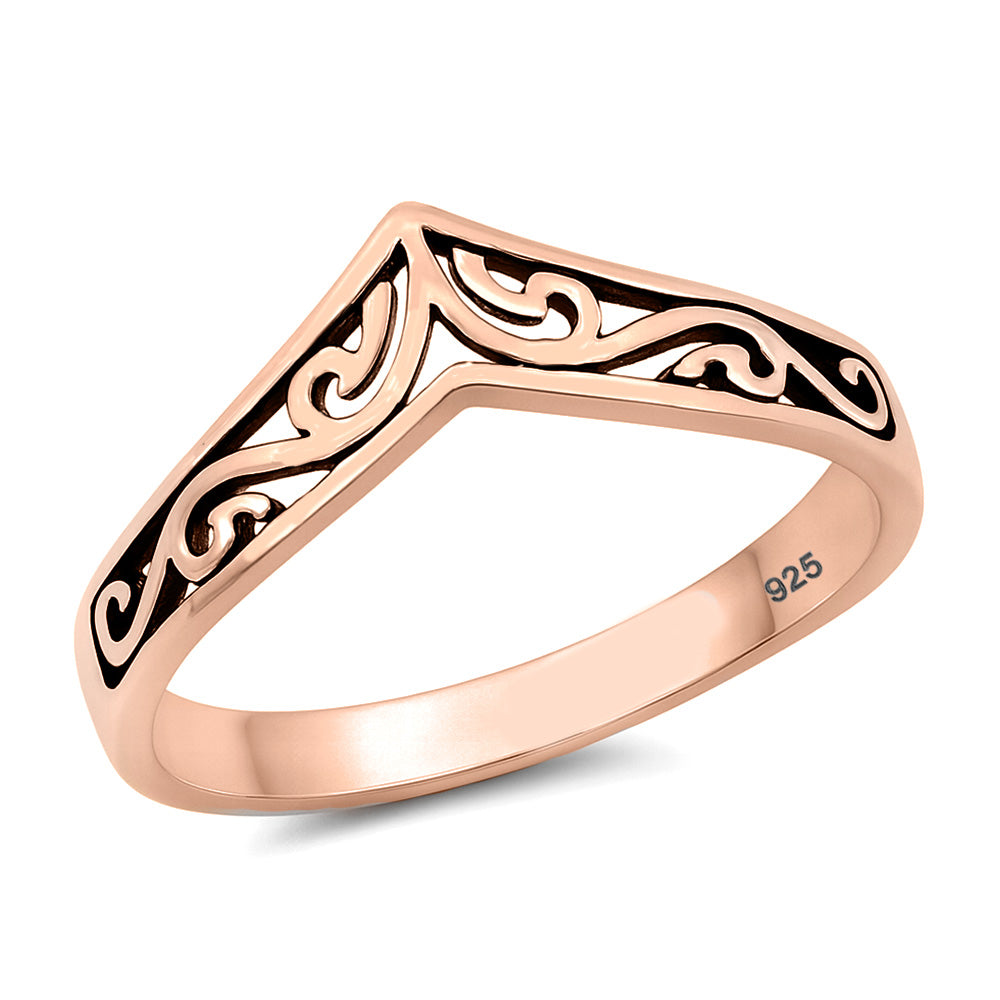 Silver Ring - Filigree V Shape