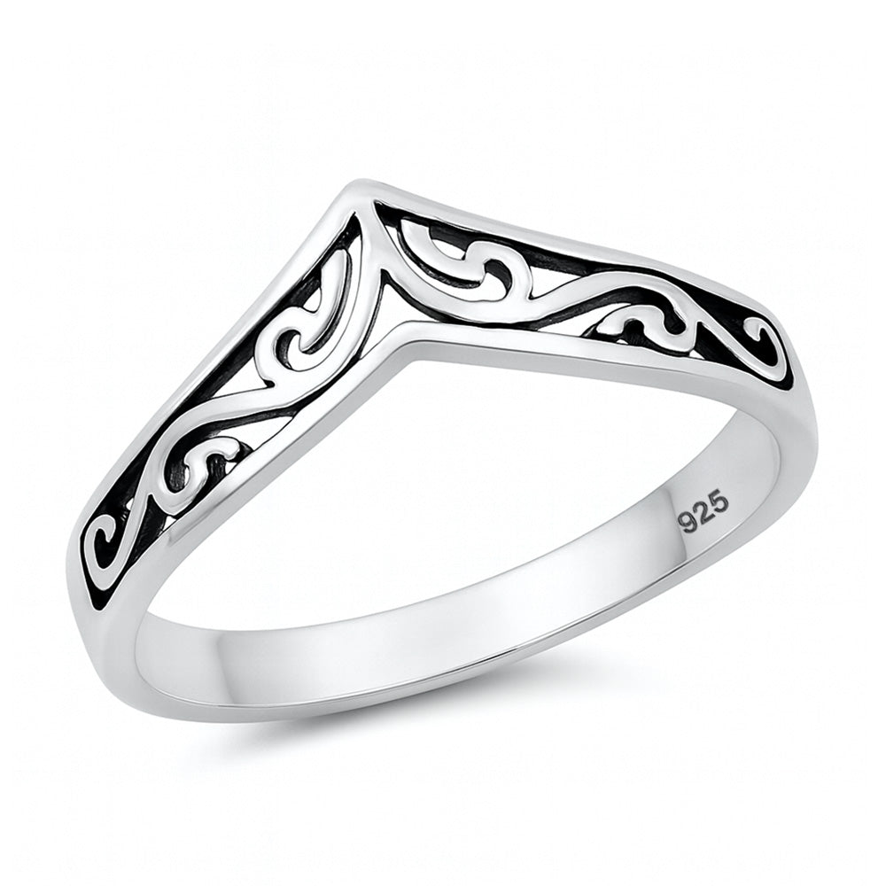 Silver Ring - Filigree V-Shaped