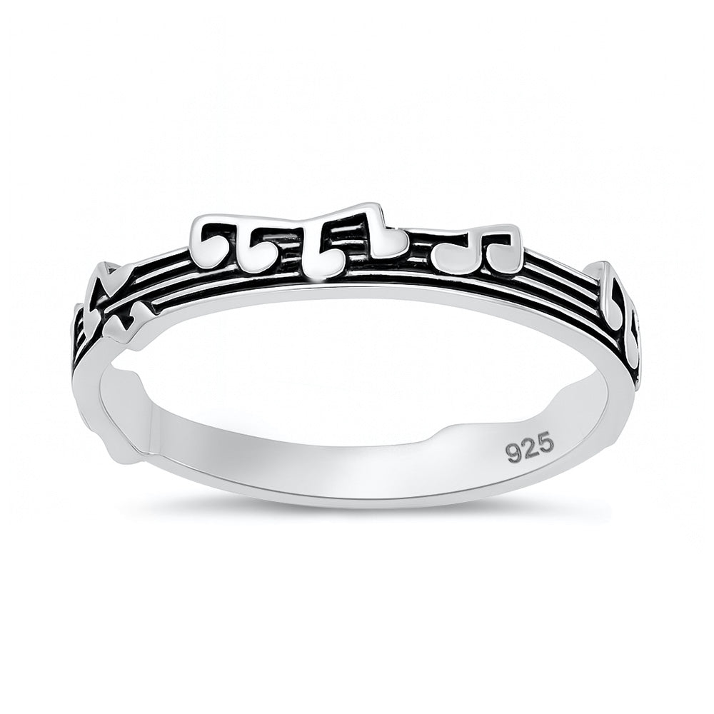 Silver Ring - Music Notes