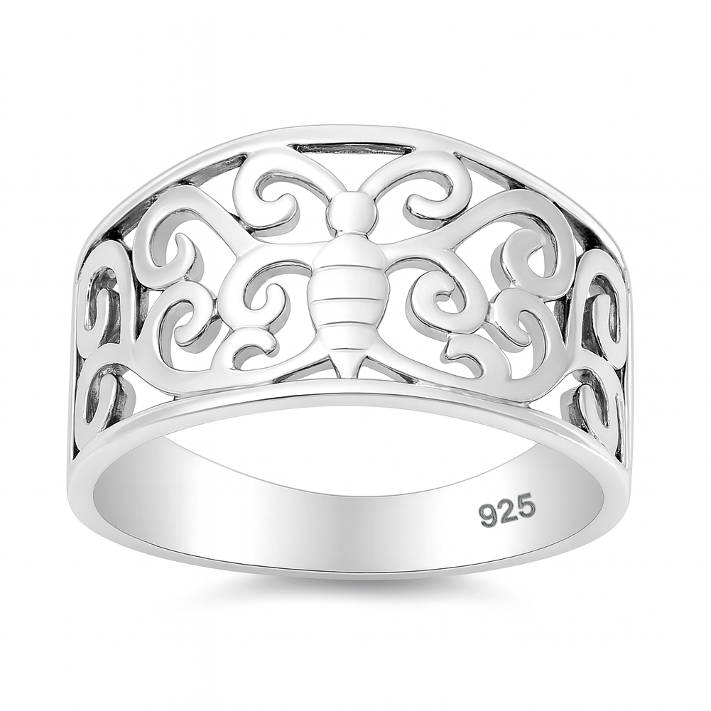 Silver Filigree Butterfly Ring
