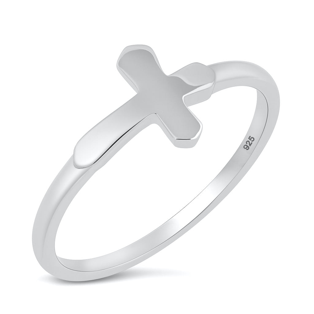 Silver Ring - Sideway Cross