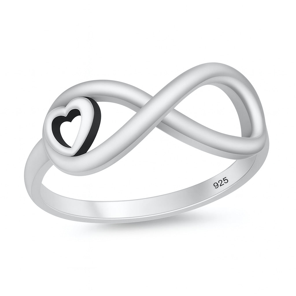 Silver Ring - Heart Loop Infinity Sign