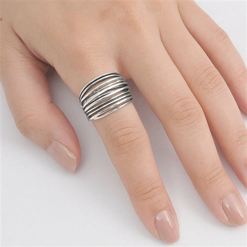 Silver Multi-Stripe Band Ring