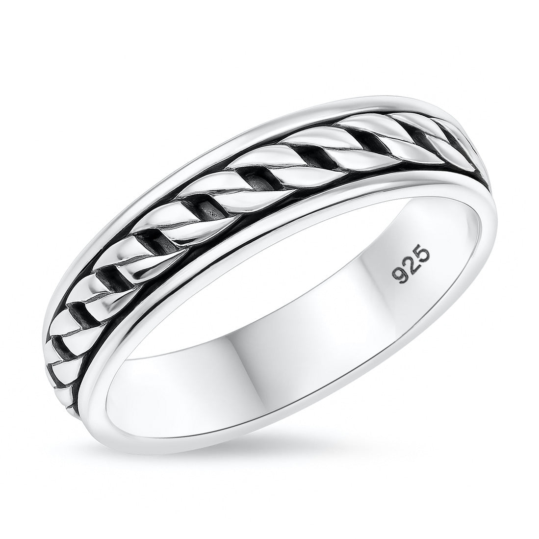 Silver Link Chain Spinner Ring