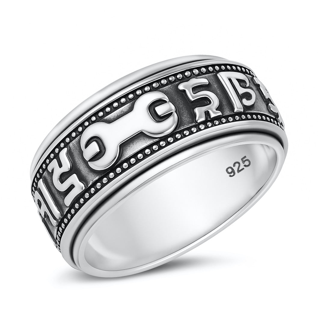 Silver Greek Key Spinner Ring