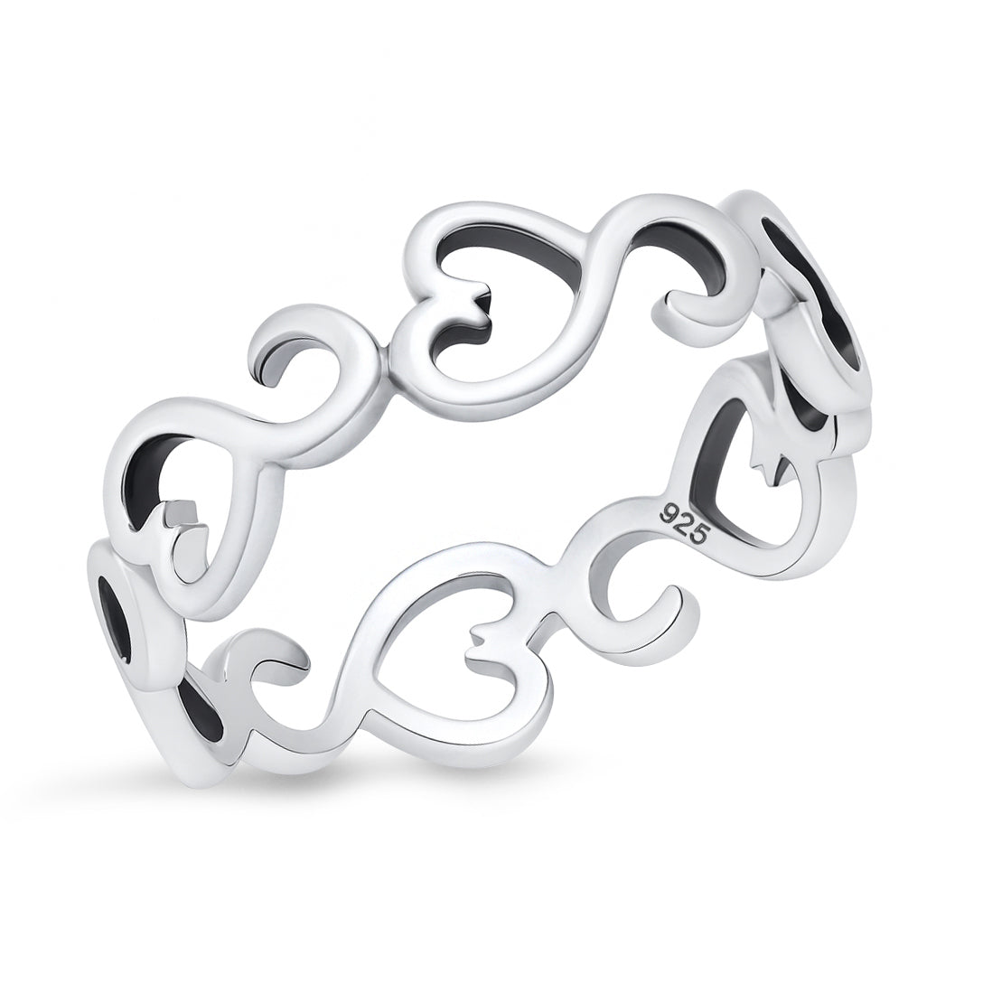 Silver Ring - Sideways Hearts