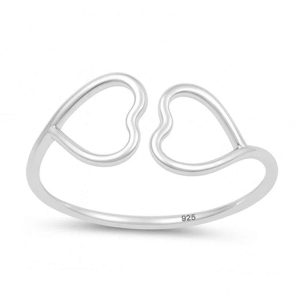 Silver Ring - Double Heart