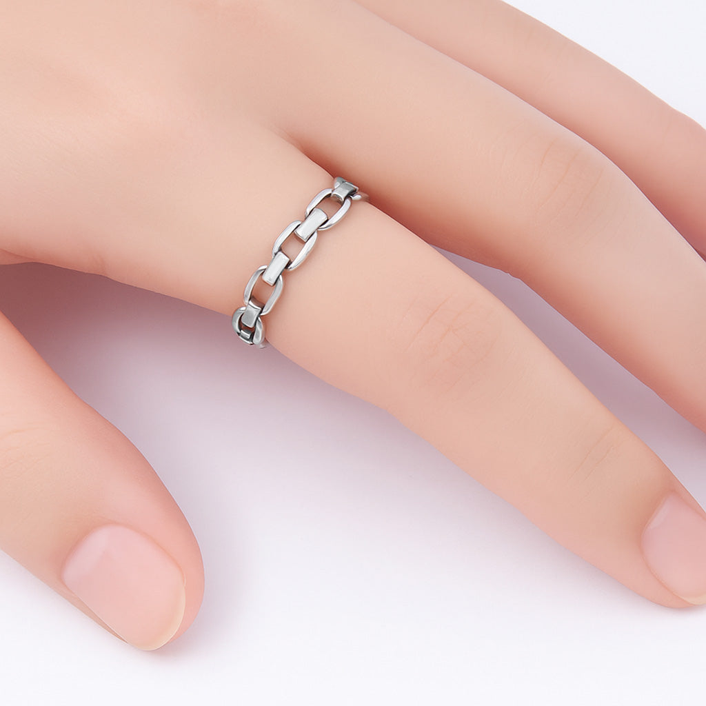 Silver Link Chain Ring