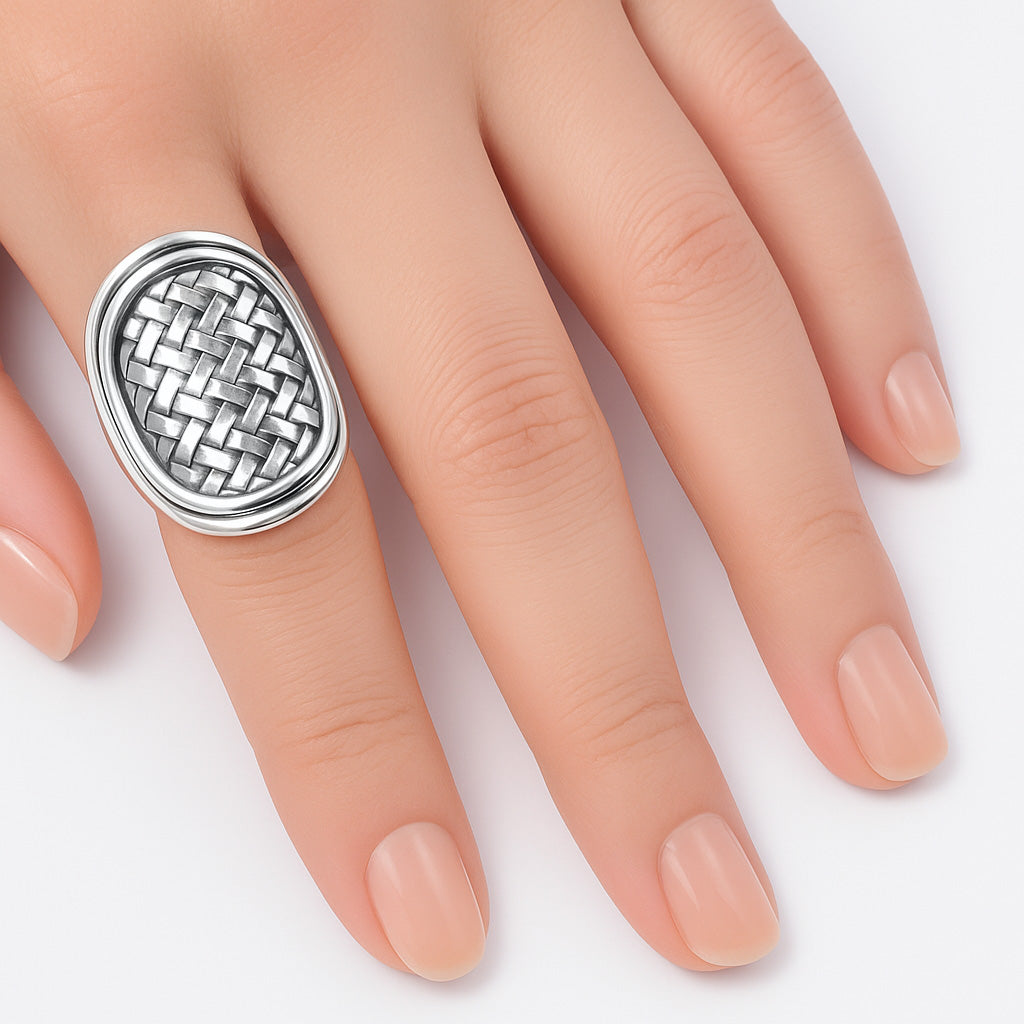 Silver Basket Weave Ring