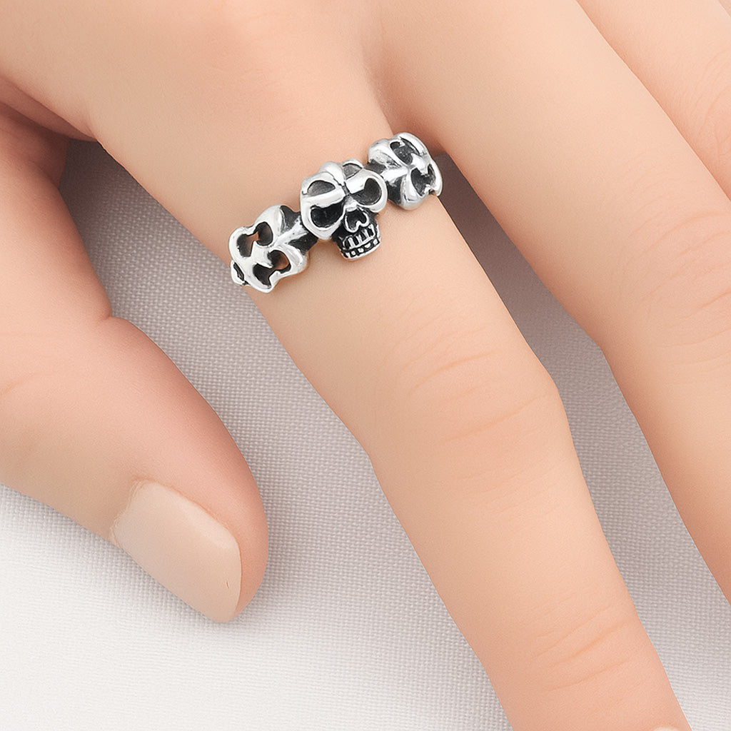 Silver Ring - Skull & Fleur-de-Lis