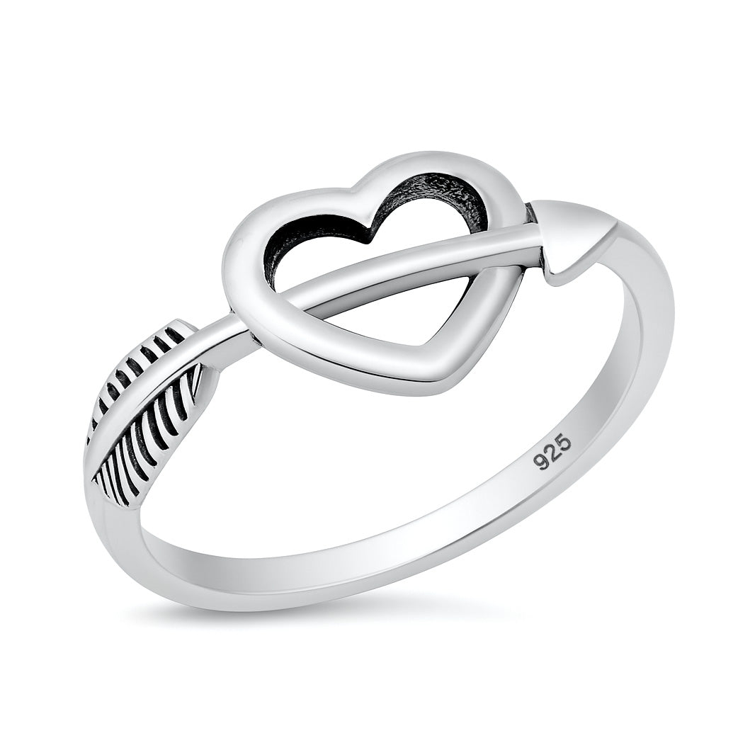 Silver Ring - Heart with Arrow