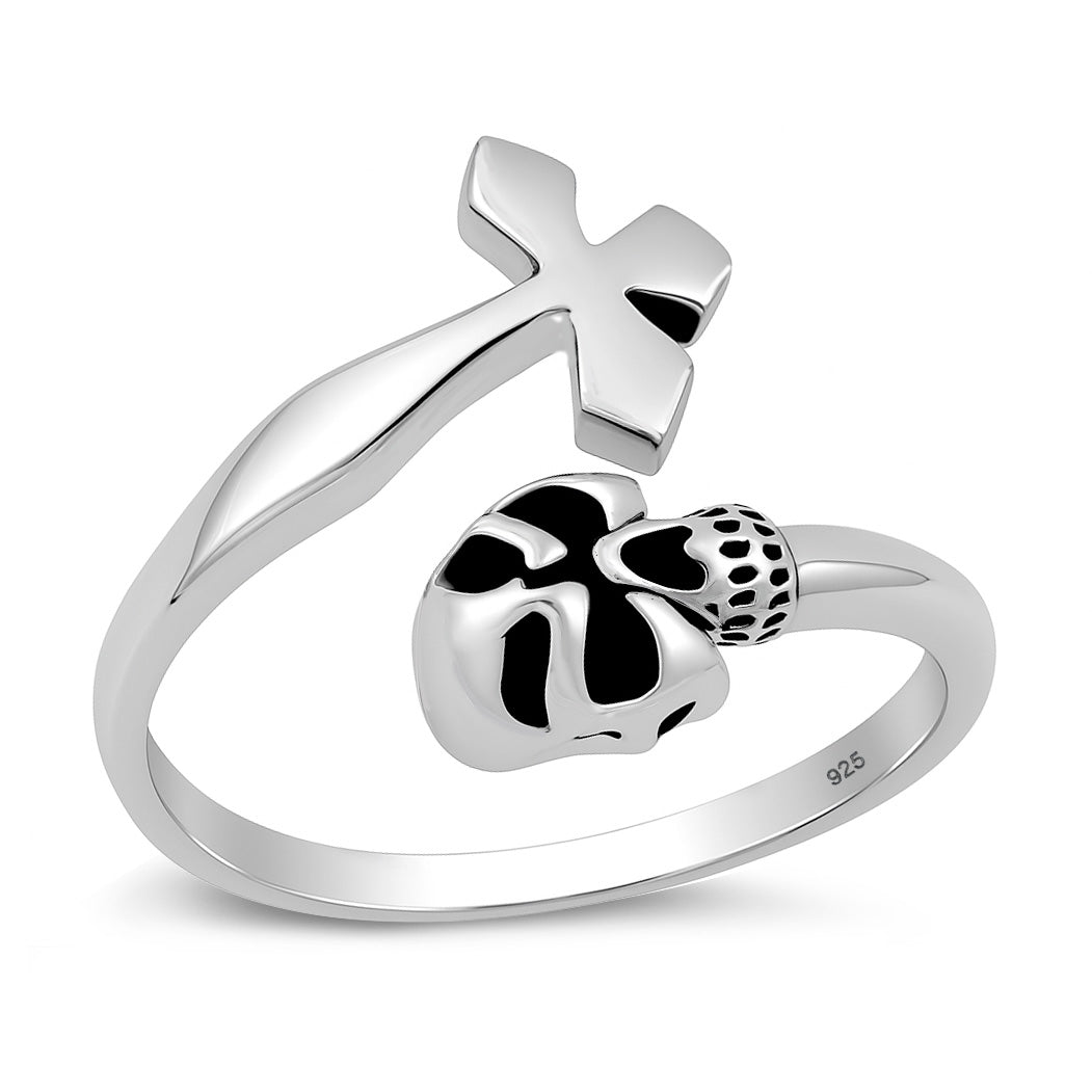 Silver Ring - Skull and Cross