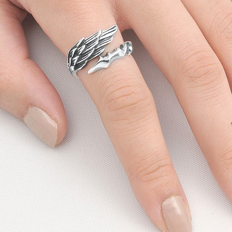 Silver Ring - Angel Wing with Eagle Claw