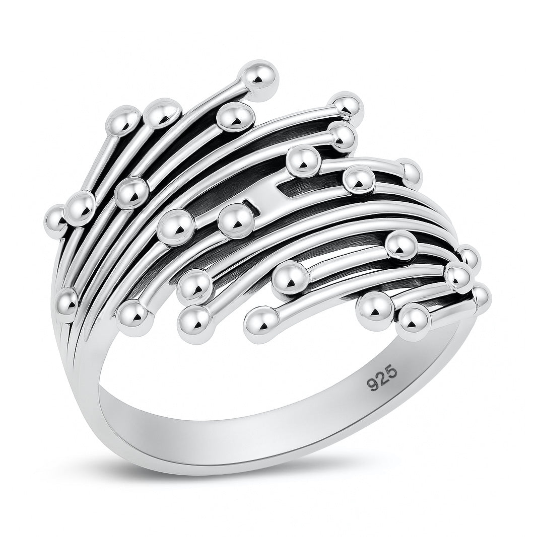 Silver Abstract Dots Ring