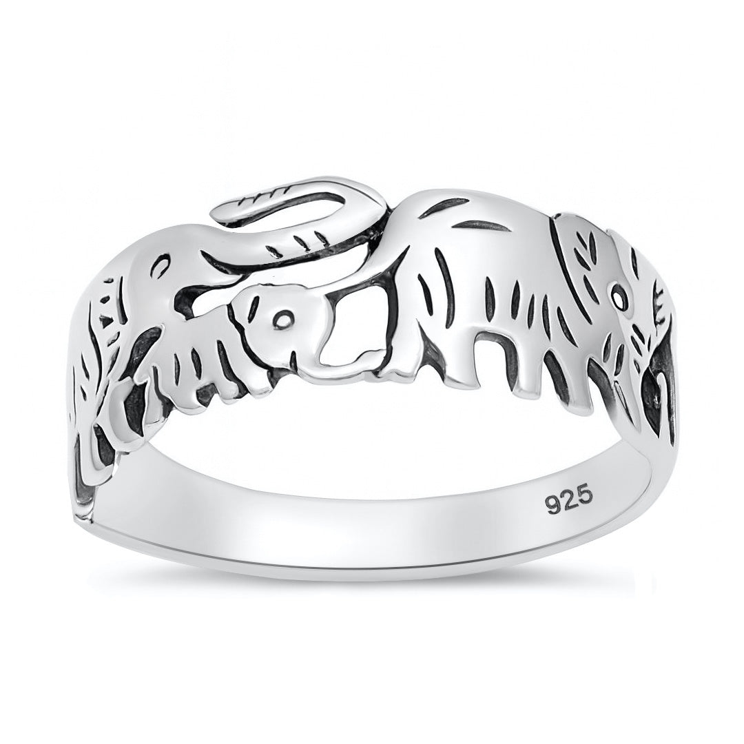 Silver Elephant Band Ring