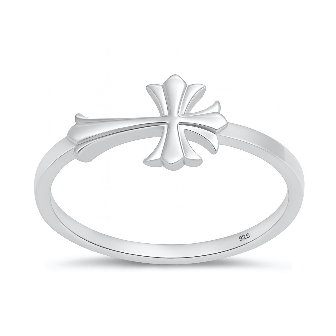 Silver Ring - Sideways Cross