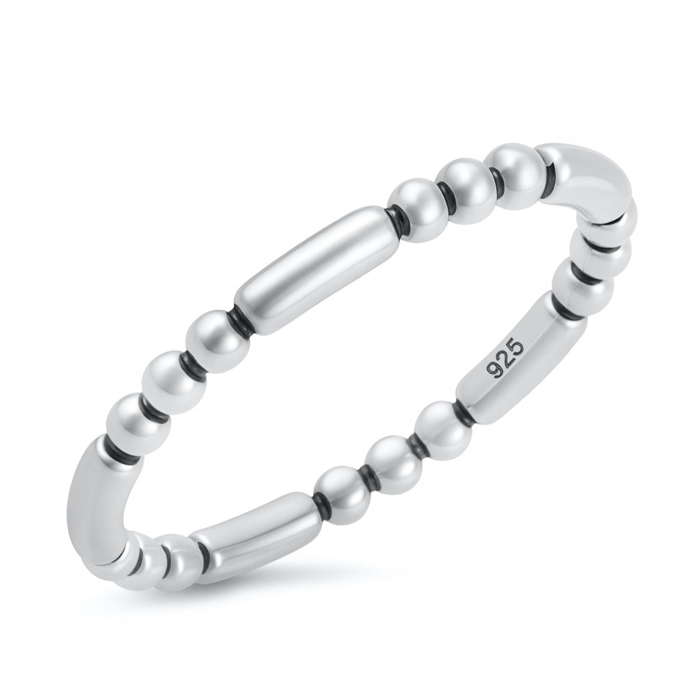 Silver Ring - Beads and Bar