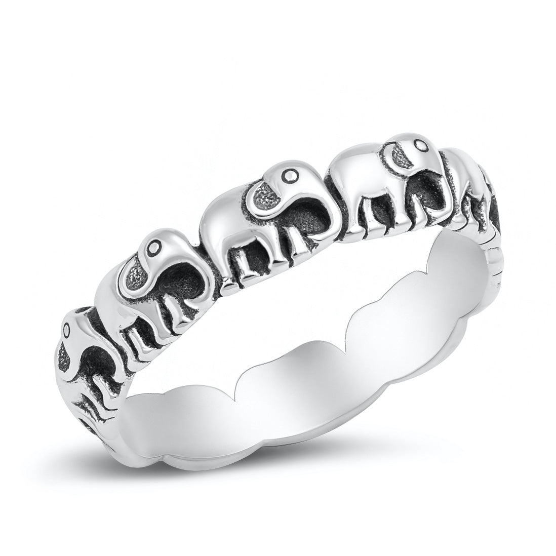 Silver Ring - Elephants
