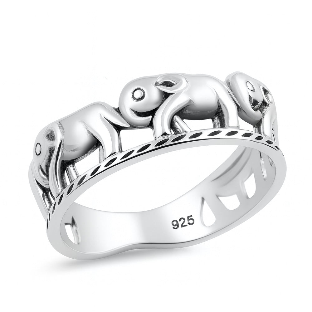 Silver Ring - Elephants