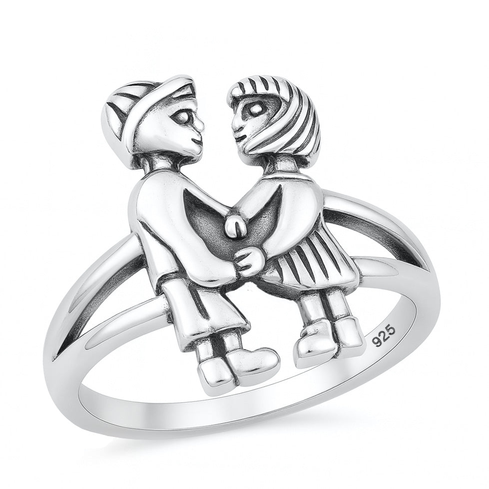 Silver Boy and Girl Ring