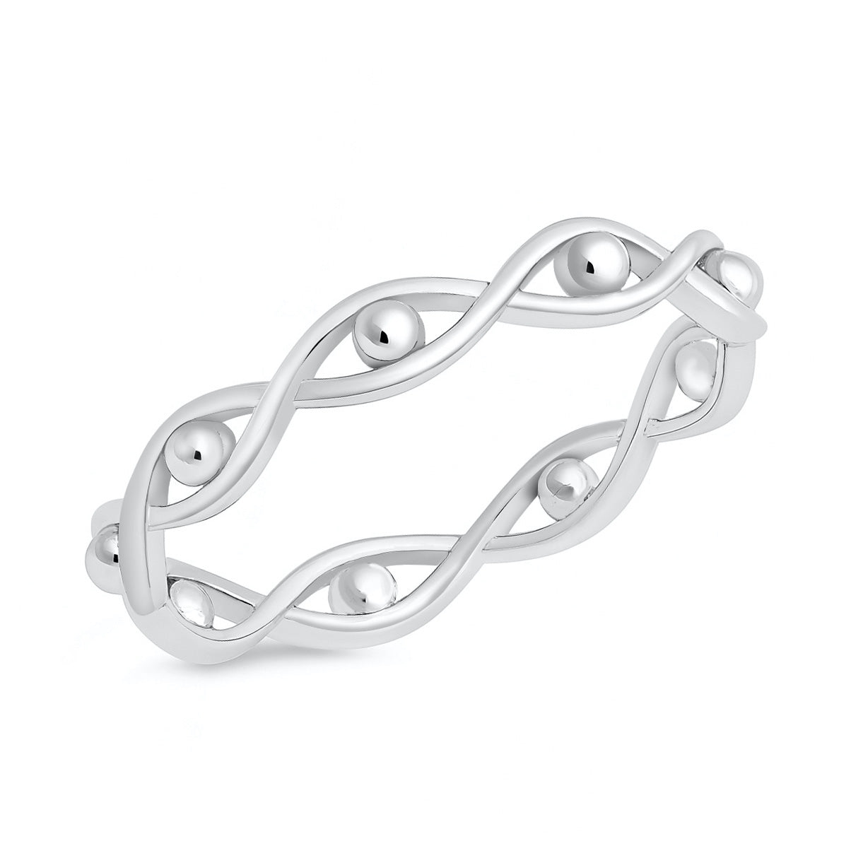 Silver Evil Eye Band Ring