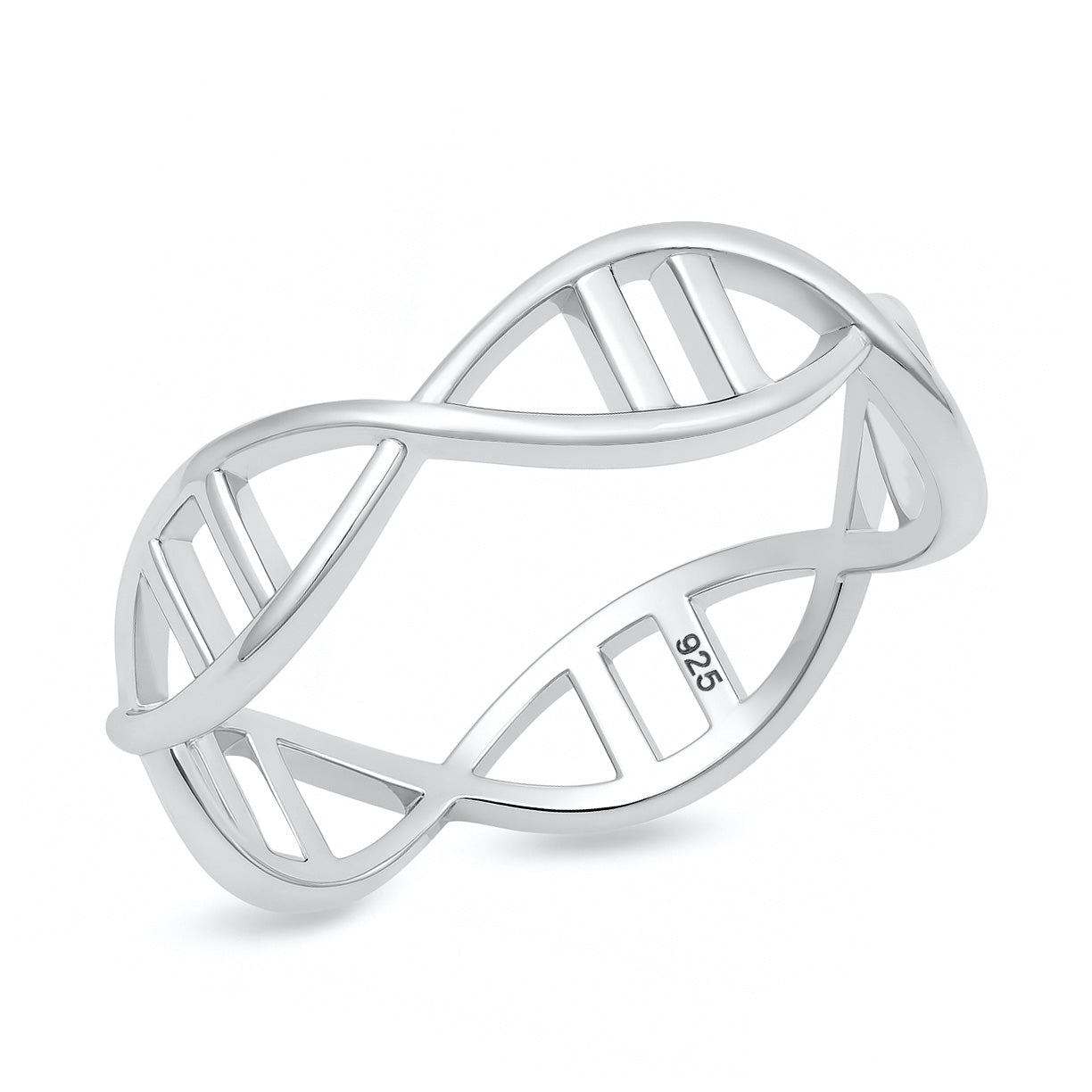 Silver DNA Helix Ring