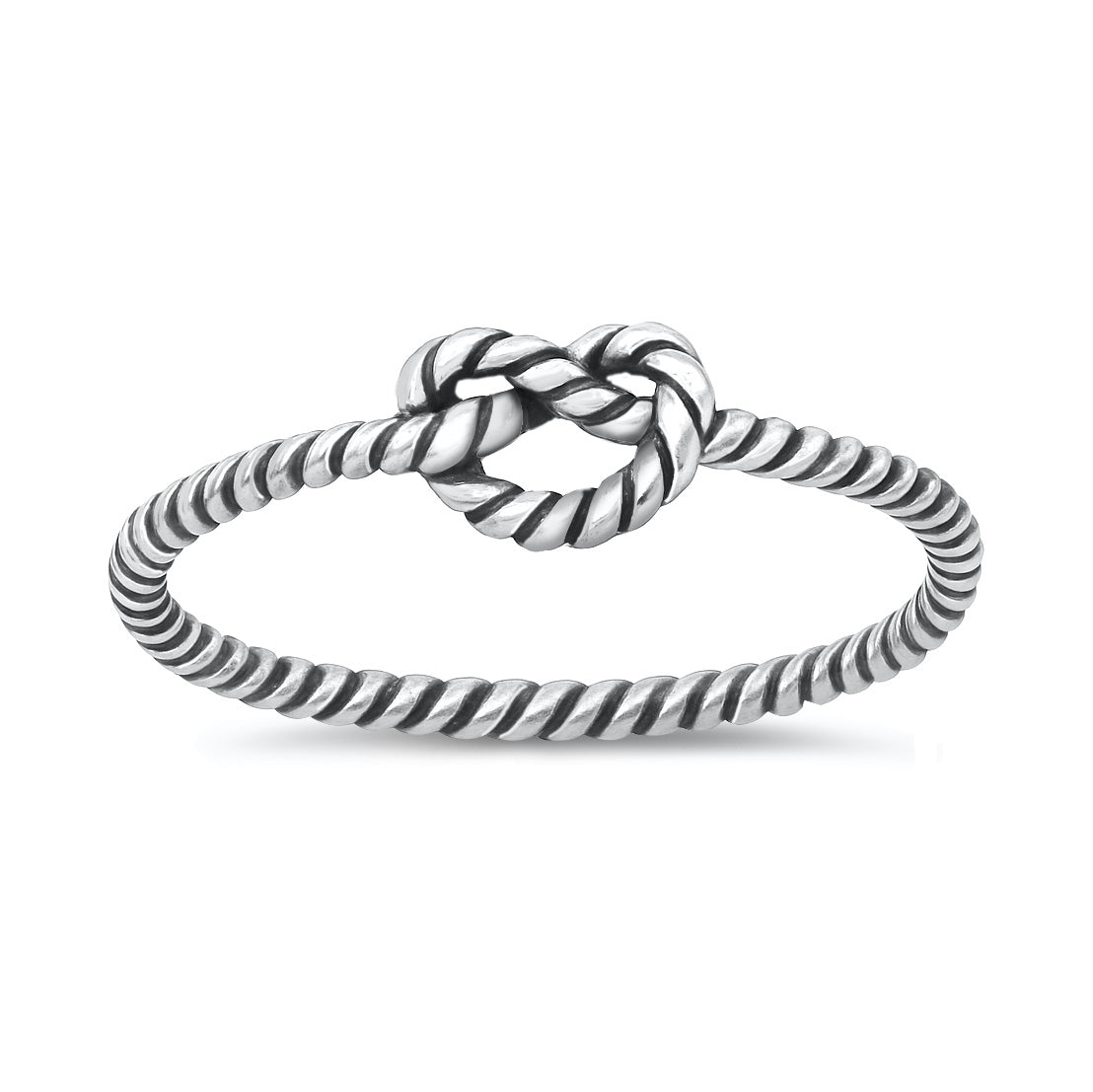 Silver Rope Love Knot Ring