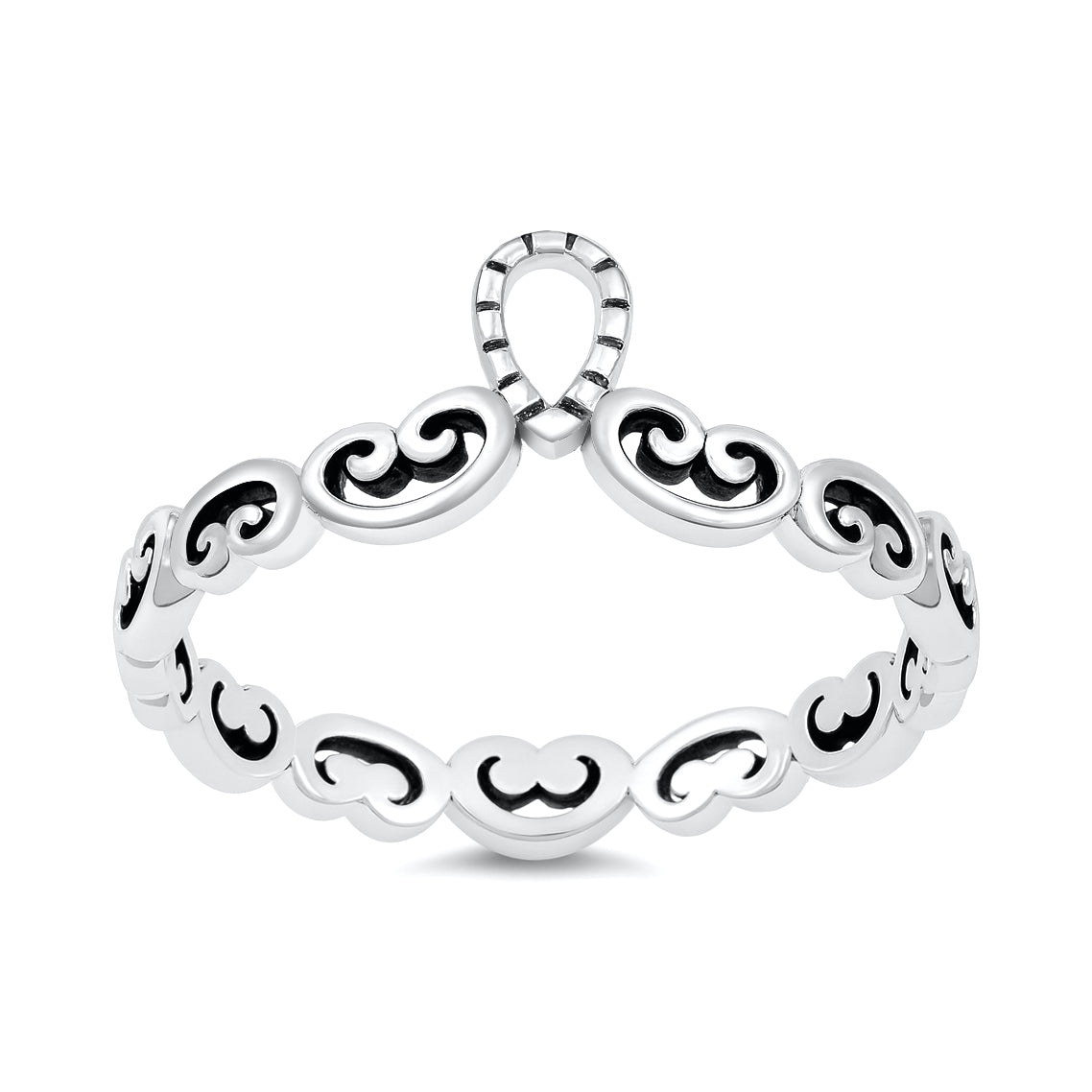 Silver Heart Pattern Ring
