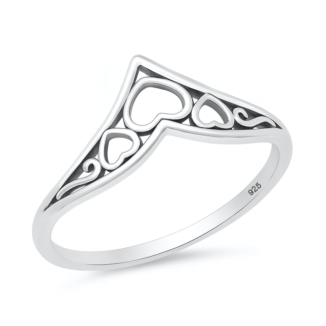 Silver Ring - V-Shaped Heart