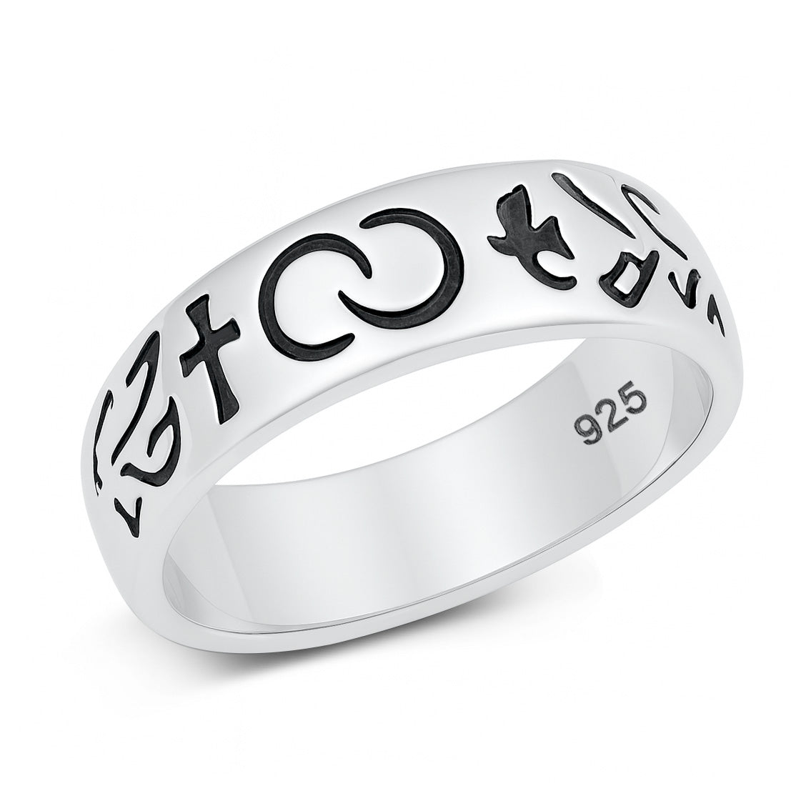 Silver CZ Ring - Cross and Dove