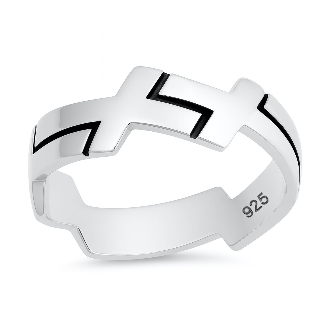 Silver Ring - Connecting Crosses