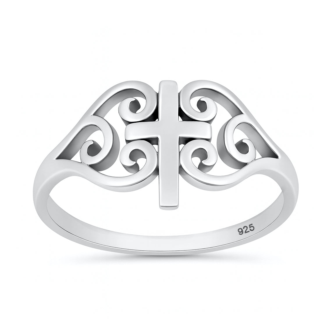 Silver CZ Ring - Medieval Cross