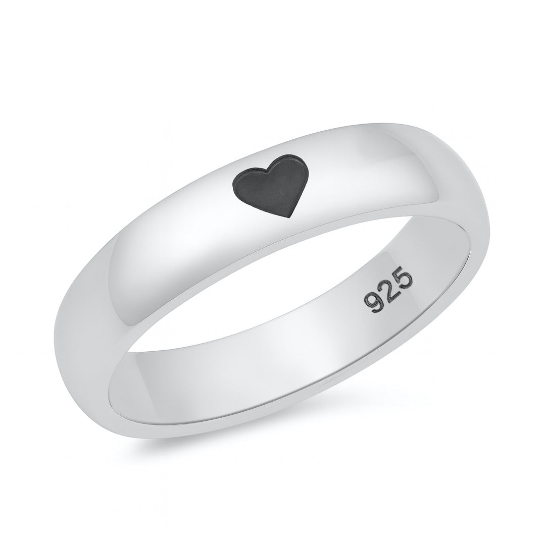 Silver CZ Ring - Heart Imprint