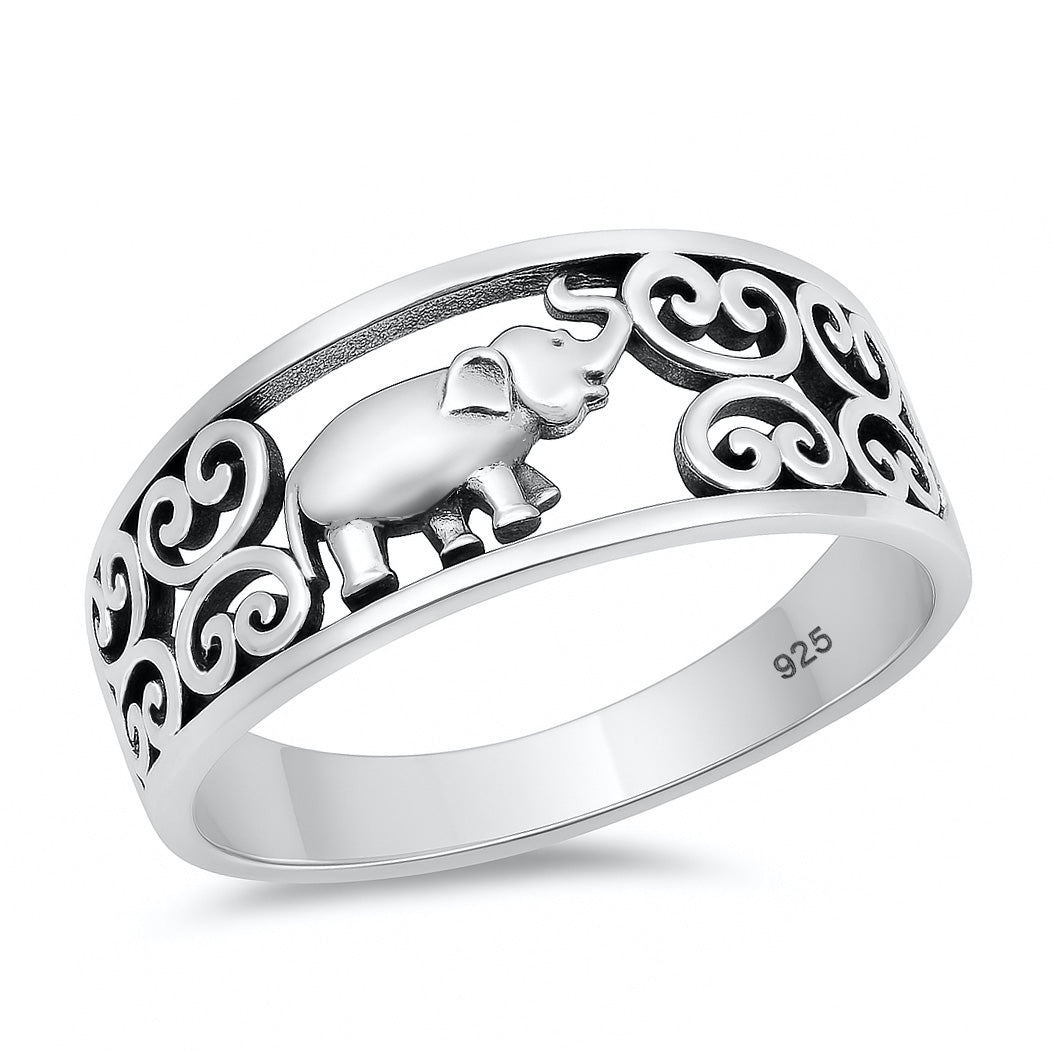 Silver CZ Ring - Elephant
