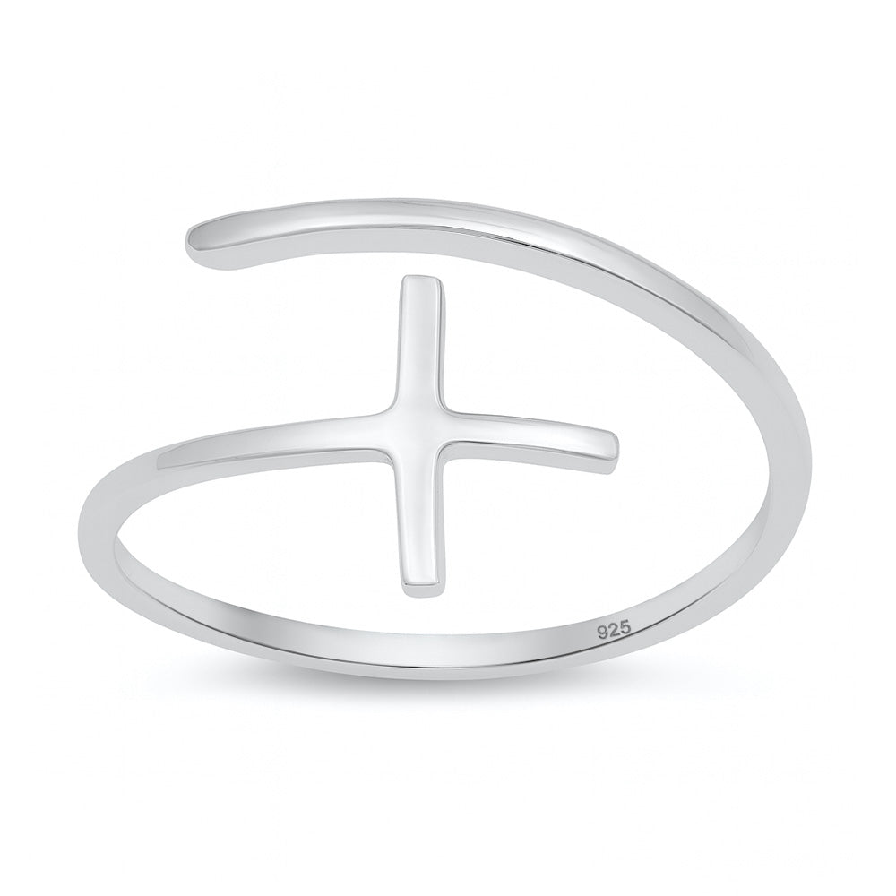 Silver Ring - Wraparound Cross