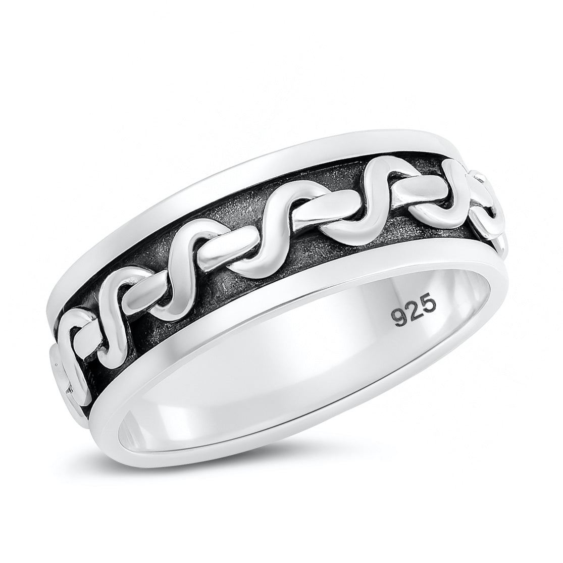 Silver Spinner Ring - Link Chain