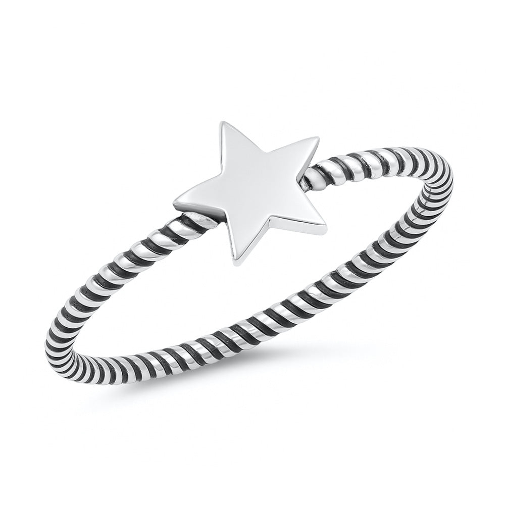 Silver Ring - Star Rope Band