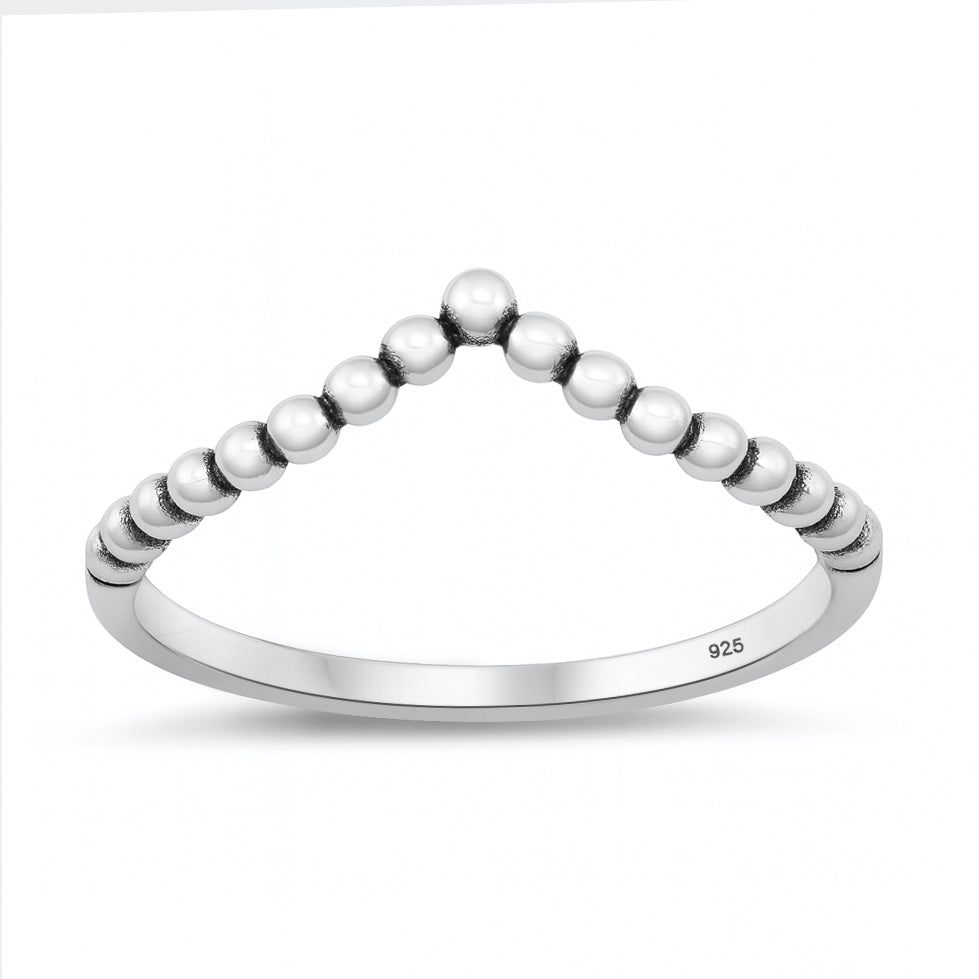 Silver Ring - V-Shaped Bead Ring