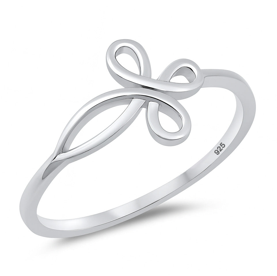 Silver Ring - Sideways Cross Loop