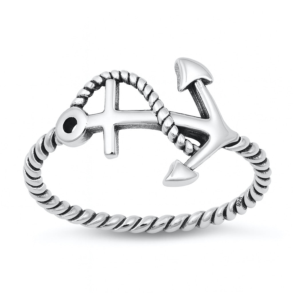 Silver Ring - Sideways Anchor