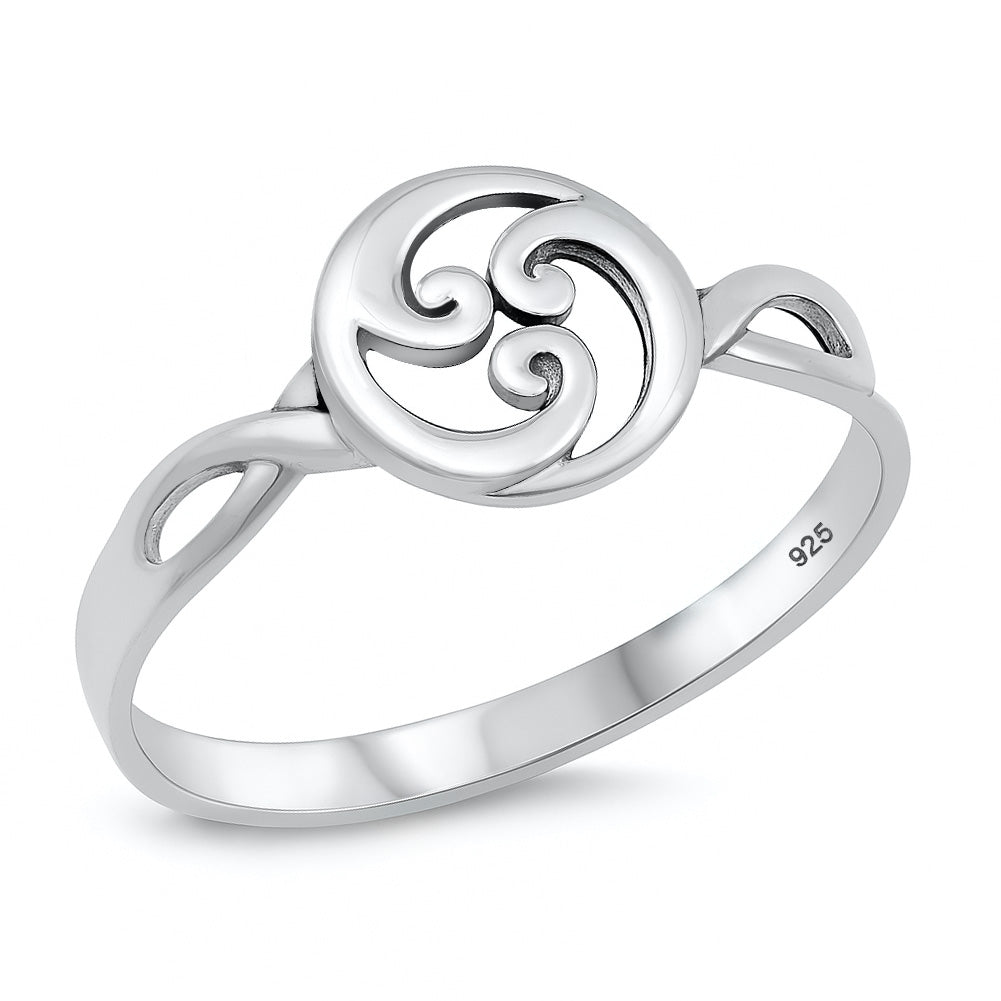 Silver Three-Wave Spiral Ring