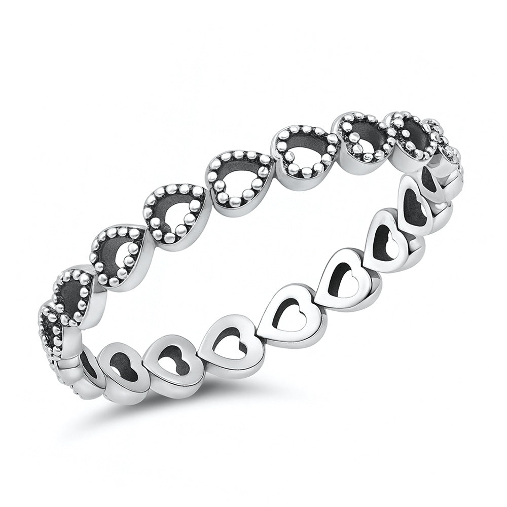 Silver Ring - Hearts Band