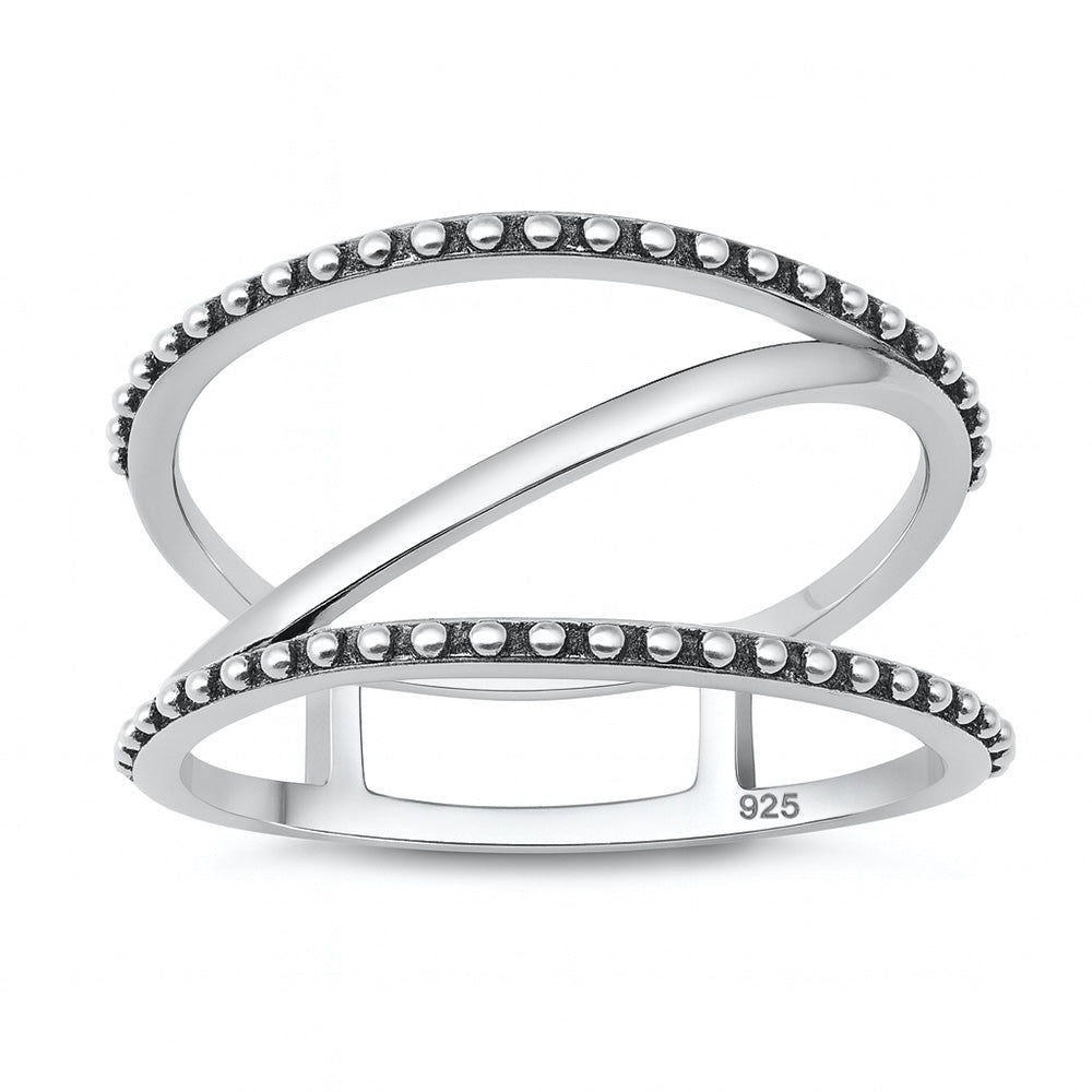 Silver Beaded Cage Ring