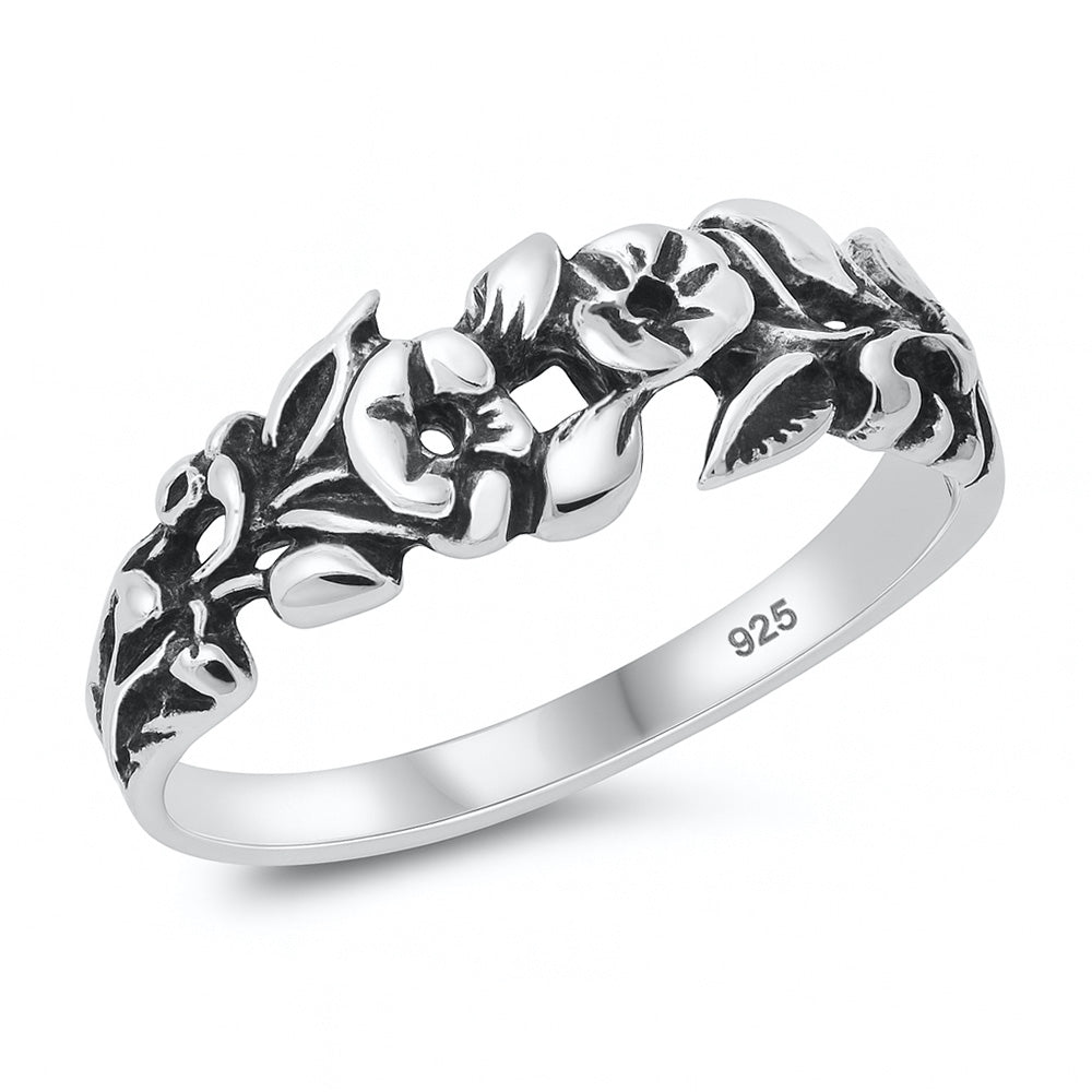 Silver Ring - Flowers