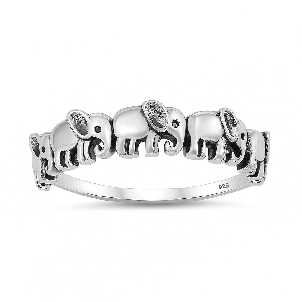 Silver Ring - Elephants