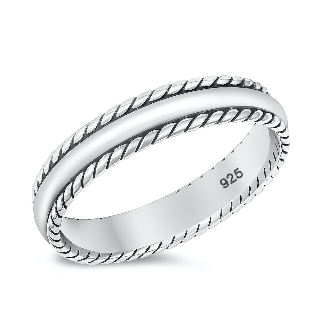 Silver Rope Edge Band Ring