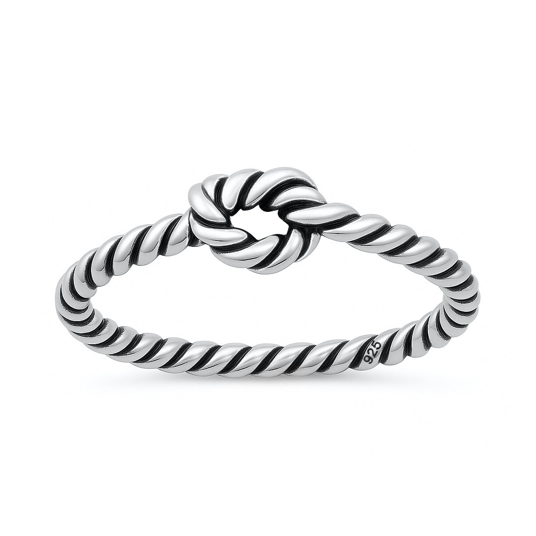 Silver Rope Love Knot Ring